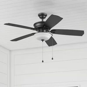 Harbor Breeze Echo Lake 52-in Matte Black with Matte Black Blades Uncovered Outd